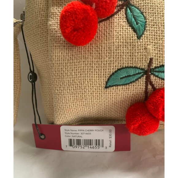 NWT CIRCUS BY SAM EDELMAN Pippa Jute Clutch Bag with Embroidered Pompom Cherries - Picture 7 of 7